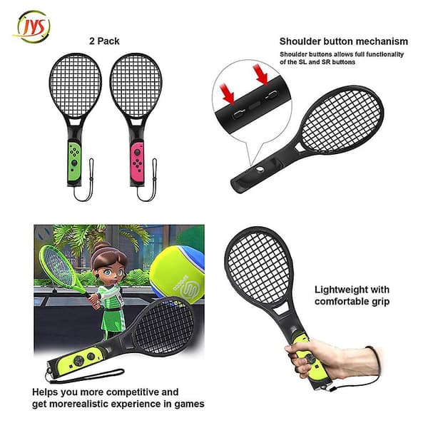 Switch Sports tilbehørssett, Joycon-grep for håndstropp og benstropp tennisracketer sverd