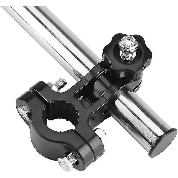 Justerbar paraplyholder, 360° skalerbar babyramme i rustfrit stål med elastisk konnektor til kørestole (sort)