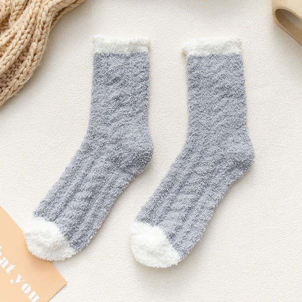 5 par dame vinter varme bløde fluffy senge sokker lounge Random