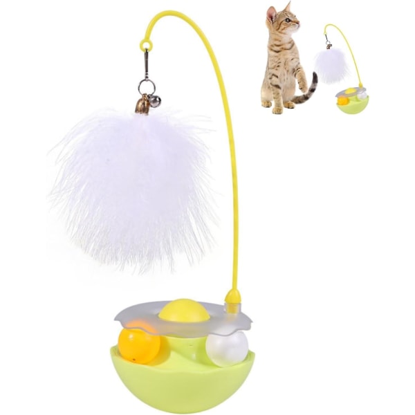 3-in-1 juomalelu kissanminttu, kissan kissa höyhenellä ja kellolla, pallopallot, interaktiivinen kissanpentu sisäkissoille Harjoituskissan lelut Yellow