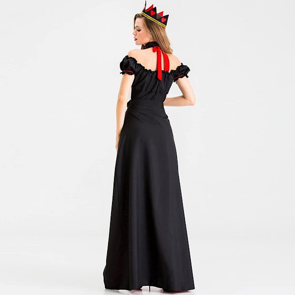 Naisten Queen Of Hearts -asu, kruunullinen mekko halloween jouluksi Maailman kirjapäivän karnevaali-cosplay-bileet Red O1 S