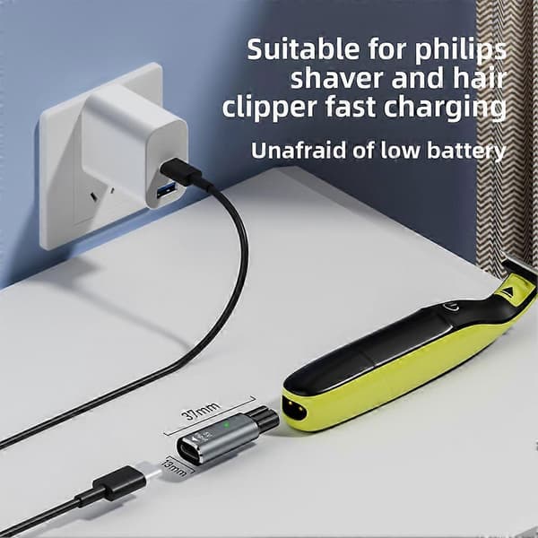 5V USB C-opladeradapter til Philips QP2834, MG5910, MG7910, MG9510 og mere - Erstatnings USB C-opladerkonverterkabel Black