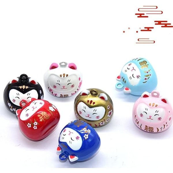 2stk Cat Charms Lucky Cat Fortune Lucky Cat Ornament Mini Dyrefigurer Bells Nøkkelringer Cat