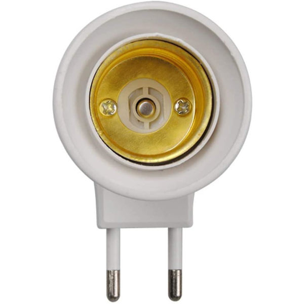 Led-lampa E27 Hane Sockel Typ Eu Plug Adapter Converter för lamphållare med på/av-knapp (vit*2)