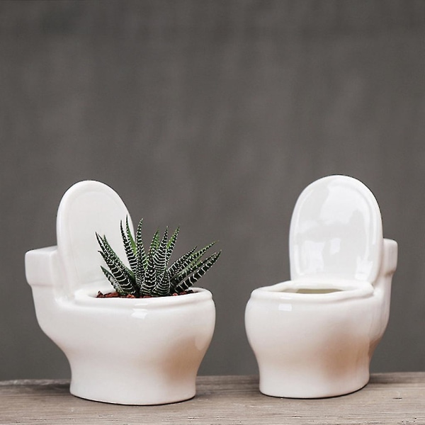 För Kreativ Mini Toalett Form Köttlig Keramik Blomkruka Trädgård Heminredning Blomma