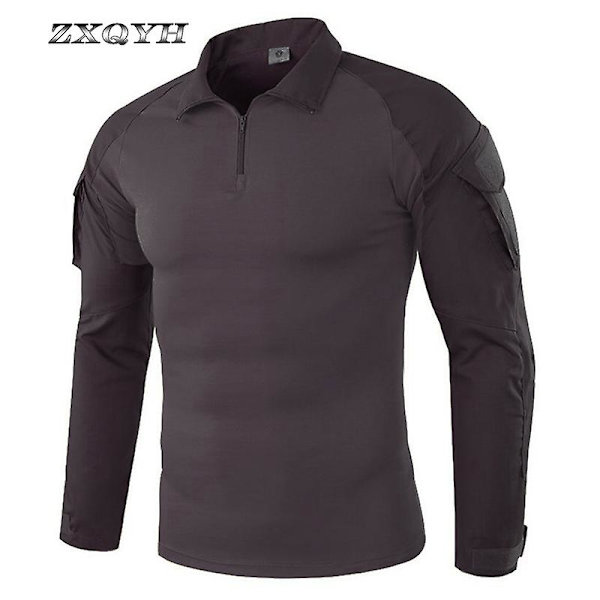 Jwl Miesten Taisteluharjoittelu Pitkähihaiset Tactical T-paidat Army Camping Hengittävät T-paidat Armeijan taktiset univormut Topit T-paidat Black S