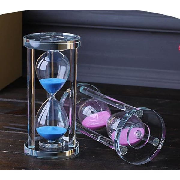 Gjennomsiktig Crystal Timeglass Timer Sand Klokke Håndverk Glassdekorasjon, 30 minutter blå