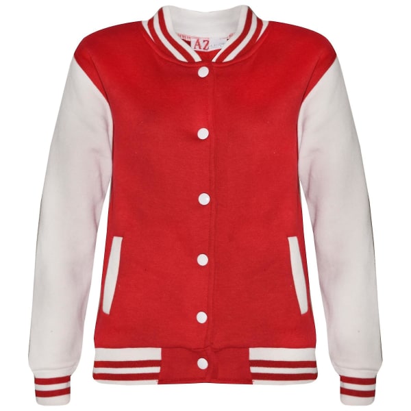 Unisex baseball vanlige røde jakker i kontrastfarge XL