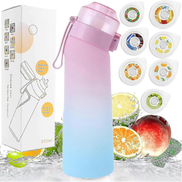 Luftflaske, 2024 Forbedret Vannflaske Med 7 Smaker, Luftflaske Startsett, 0 Sukker Drikkeflasker, BPA-fri For Smakstilsetning, 0 Kalorier (matt) Frosted blue (with 7 flavors)