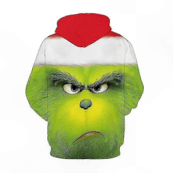 Unisex Børne Grinch Printet Hættetrøje med Lomme Pullover Sweatshirt