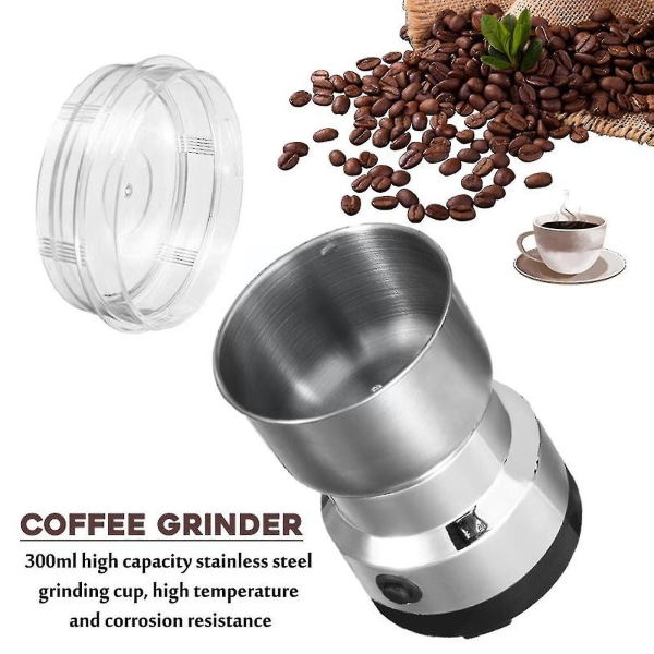 Elektrisk kaffekvern 150w 220v Kjøkkenkorn Bønner Maling Kaffe Hjem Nøtter Multifunksjonell Bønnekrydder Maskinkvern F0e0 UK