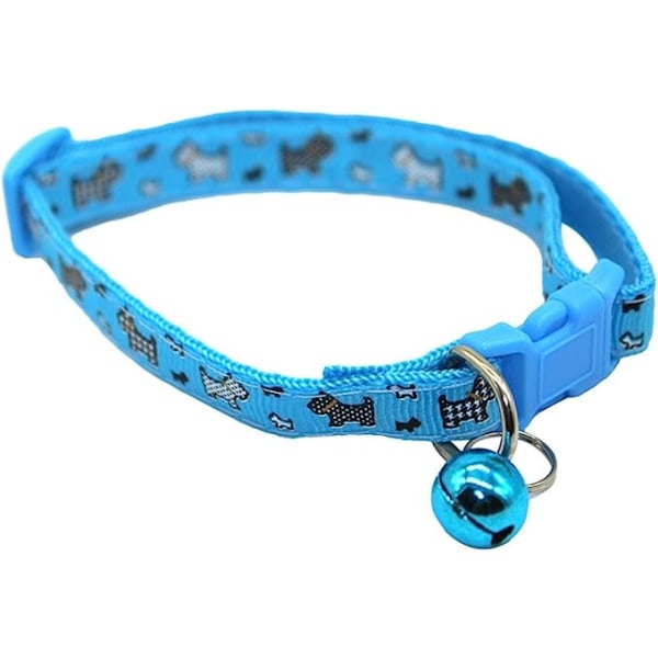 Justerbar nylonspændelukning Klokkehalsbånd Lille Hunde Kat Dekorativ Halskæde (blå)