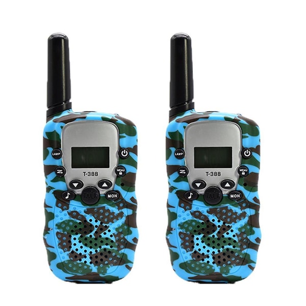 2st Barnkamouflage Walkie Talkie Mobil Handhållen Transceiver Highlight Telefon Radio Interphone 3km Minileksaker Presenter Pojke Flicka 2pcs Blue (1 Pair)