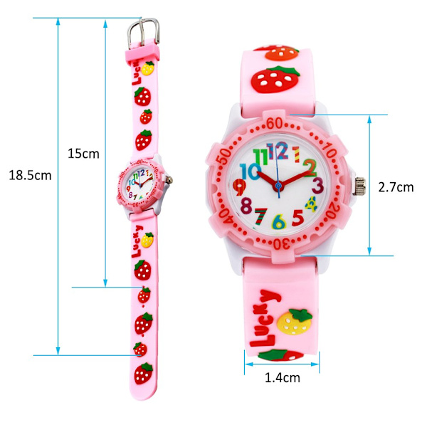 Watch Vattentät 3D Söt Tecknad Rund Urtavla Silikonrem Quartz Watch