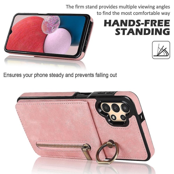 Til Samsung Galaxy A13 5G/A13 4G RFID Blocking Kickstand Case Retro PU+TPU Pung Telefon Cover-Pink Pink Style E Samsung Galaxy A13 5G