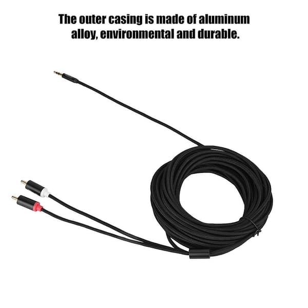 3,5 mm lydkabel stik til 2RCA forgyldt mikrofonkabel til mobiltelefon, notebook, MP3 (10m)