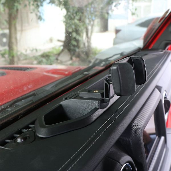Sort Abs Mobiltelefon Holder Bil Gps Bracket Dash Mount Holder Opbevaringsboks til Wrangler Jl 2018 20