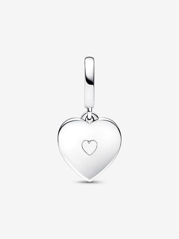 Pandora - Perlemorshvid Hjerte Dobbelt Dingle-charm - Sterlingsølv
