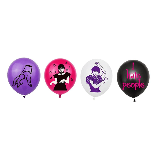 Onsdag Addams Festutstyr Ballonger Banner Cupcake Toppers dekorasjonssett