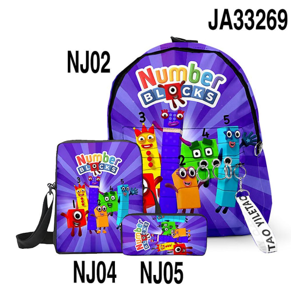 3d Game Number Blocks Skolesekk Ryggsekk Numberblocks Primær ungdomsskoleelever Gutter Jenter Oxford Vanntett skolesekk 10