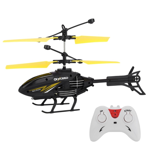 Mini RC Infrarød Induktionsfjernbetjening RC Toy 2CH Gyro Helikopter RC Drone Yellow