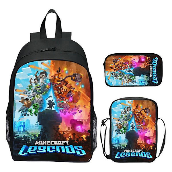 Minecraft Reppu Sarjakuvapelit 3 kpl Koulureput tytöille Pojille Set Peruskoulun lasten opiskelijoiden kuorman lievitys Mochilas multi