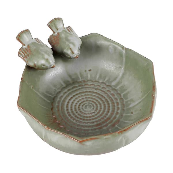 Keramisk fuglebad Haveindretning Fuglefoder Keramisk Akvarium Retro Finish Fuglefoder JH4