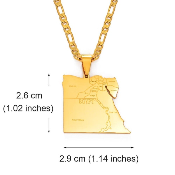 Anniyo Land Egypten Kort Stater Vedhæng Halskæder Til Mænd Kvinder Guld Farve Smykker Egyptians Maps #166221 Silver Color 60cm or 23.7 inch