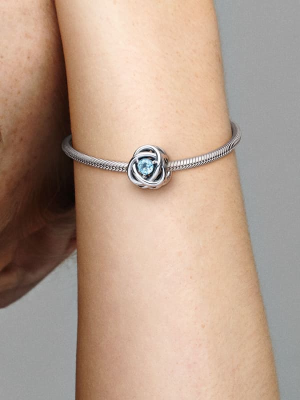 Pandora - Mars Sea Aqua Blue Infinity Circle Charm - Sterling Silver