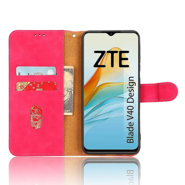 Til Zte Blade V40 Design Anti-drop Tpu+pu Læder Telefon Taske Stand Tegnebog Skin-touch Feeling Cover Rose