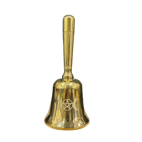 Triple Moon Altar Bell Mini alttarikello ja Pentacle Design Wicca Hand Bell Tarot Heminredning null - Pentagram