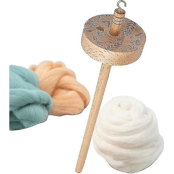 Top Whorl Spin træspindelsæt, udskåret design garnspinder, håndspinning af uld Starter Plant Fiberspinning-Superb C