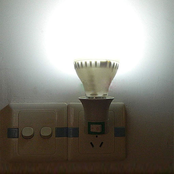 Led-lampa E27 Hane Sockel Typ Eu Plug Adapter Converter för lamphållare med på/av-knapp (vit*2)
