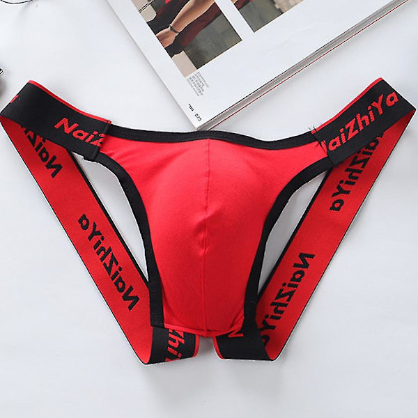 Män Sexiga Jockstrap Stringskalsonger Underbyxor Underkläder Trosor 2XL Red