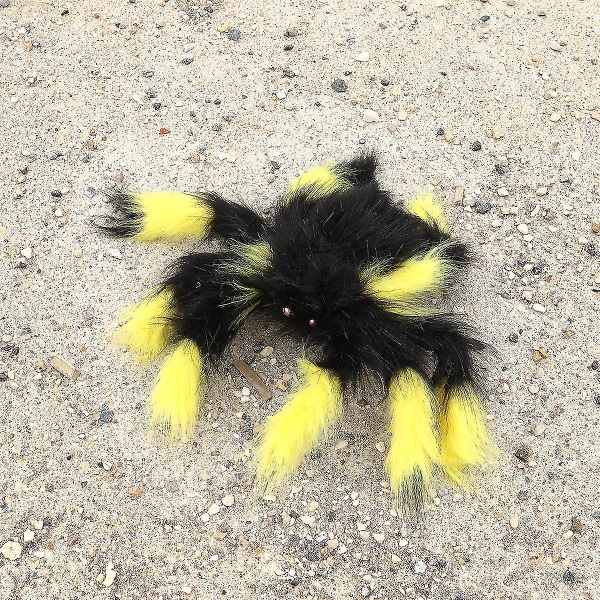 Scary Spooky Spider Pehmolelu Halloween Party Scary Decoration Kummitustalo Rekvisiitta 30cm (musta ja keltainen)
