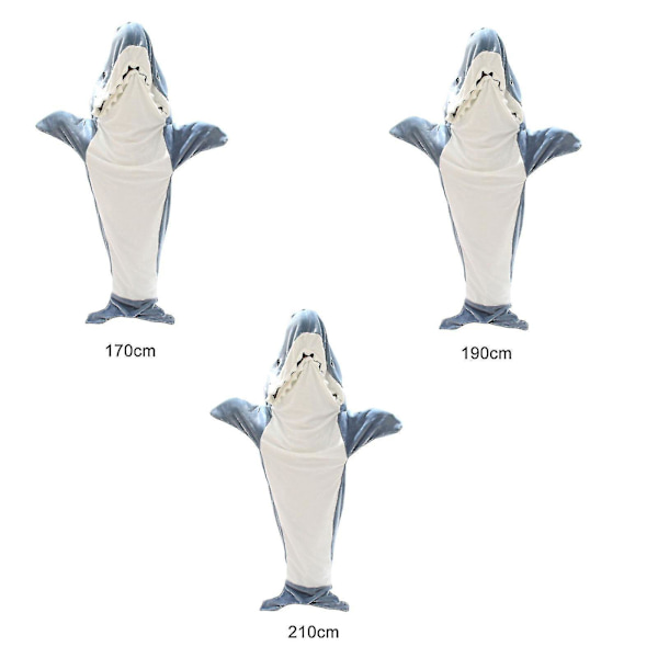 Shark Blanket Hettegenser Voksen - Shark Onesie Voksen Bærbart Teppe - Shark Blanket Super Myk Koselig Flanell Hettegenser Shark Sovepose 210