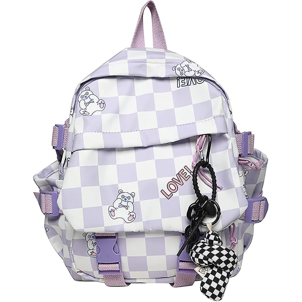 Anime Backpack Girls - Mesh ryggsekk i vanntett nylon med søt sjarm og pin - mini ryggsekker i lilla