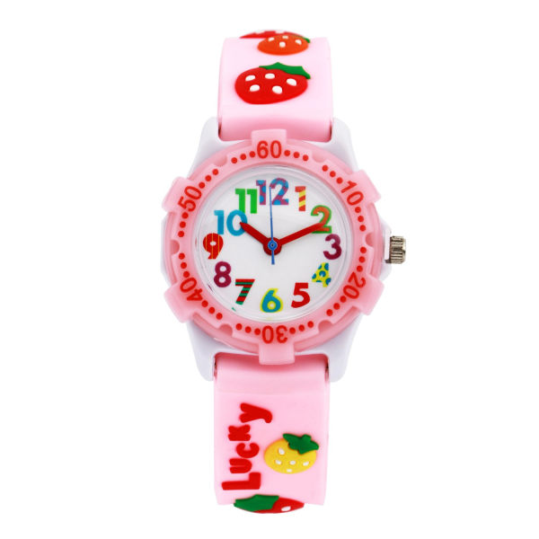 Børneur Vandtæt 3D Cute Cartoon Rund Skive Silikone Strap Quartz Watch