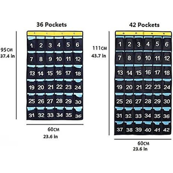 Numeroitu organizer Luokkahuoneen taskutaulukko matkapuhelimille Laskimien pidikkeet Sininen (36 taskua) 42 Pockets
