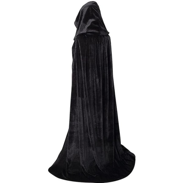 Long Crushed Velvet Cape Costume (svart, 150 cm, 1 stk)