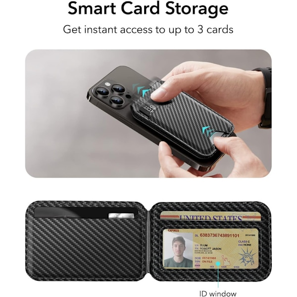 Magnetic Wallet Case, Compatible with MagSafe Wallet, Phone Case with Adjustable Stand for iPhone 16/15/14/13/12, Not