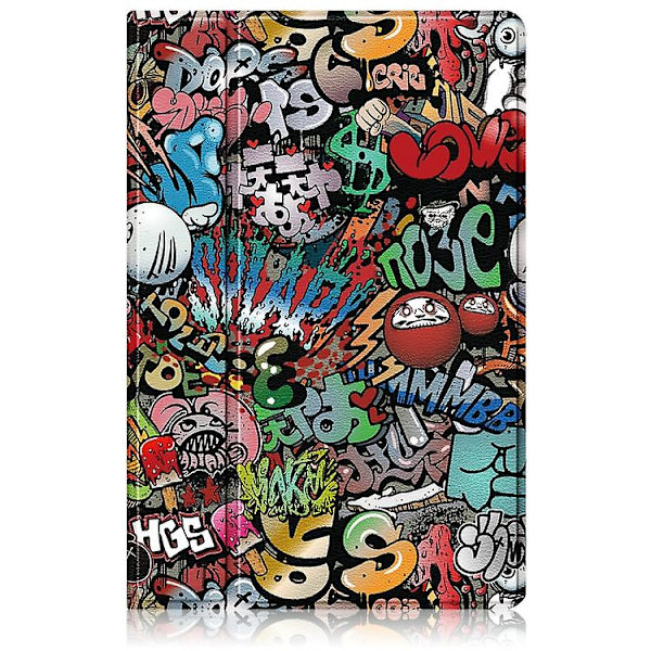 Til Samsung Galaxy Tab A7 Lite 8.7 2021 T220 / T225 Malet 360 graders rotation Tablet læderetui med holder Graffiti