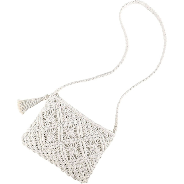 Halmväska dam, Retro, Liten halmväska, Axelväska, Strandväska, Vit., 26*19cm, Axelväska