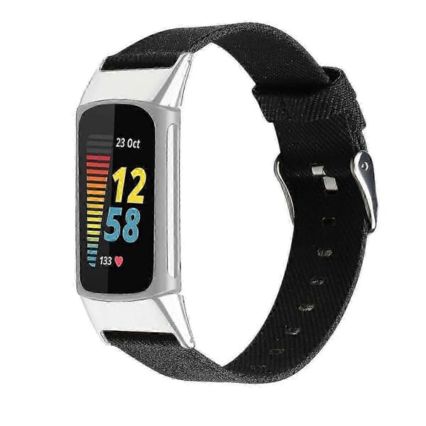 Fitbit Charge 5 Nylon Urrem med holdbart lærredsdesign Black