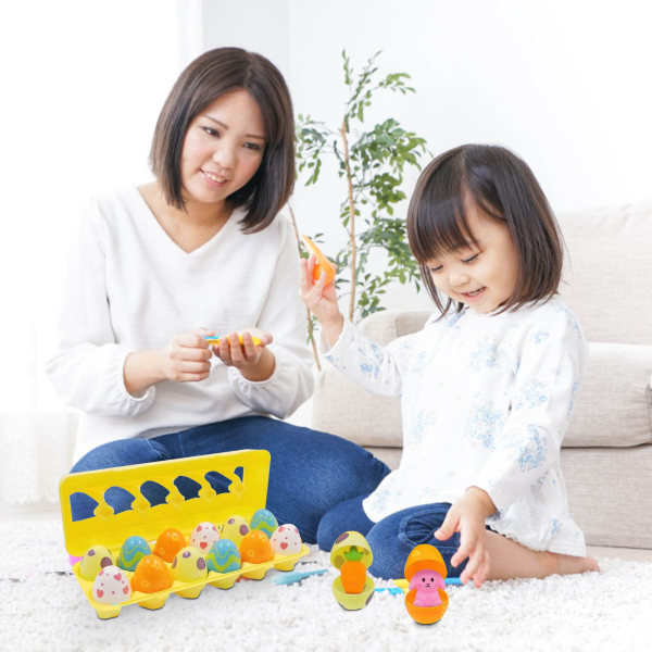 E-ggs med leksaker inuti - färgglada förfyllda påskägg med söta djur för toddler påskgåvor, påsk E-gg Hu-nt Party Favors