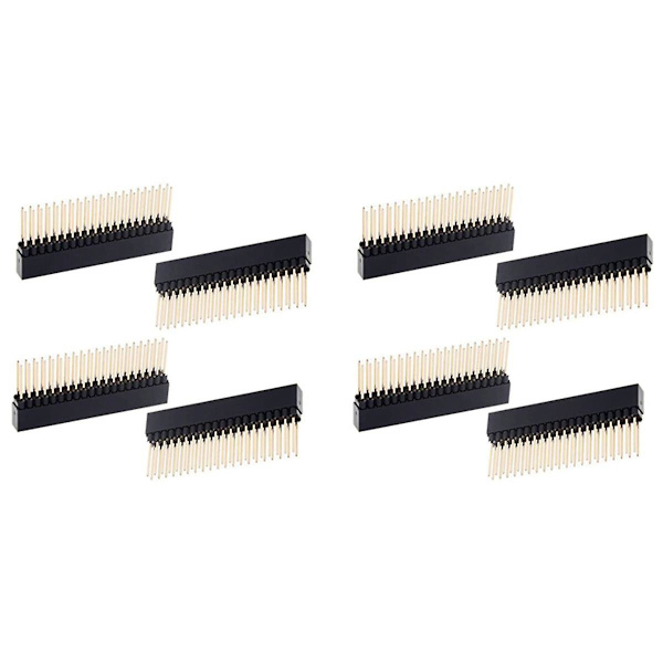 2 X 20 (40 stift) staplingshuvud för A+/b+/pi 2/pi 3 Extra Tall Header (paket med 8) black