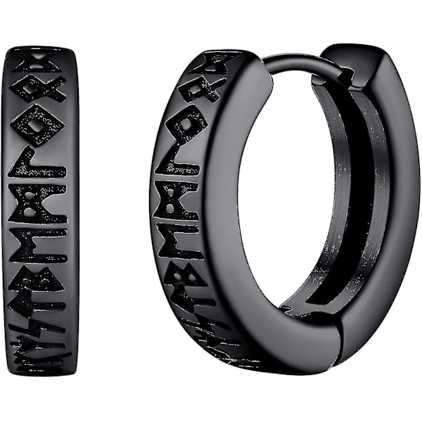 Norse Viking Runes Hoop Korvakorut Miesten Naisten 12mm Huggie Hoops Hienolla lahjapakkauksella