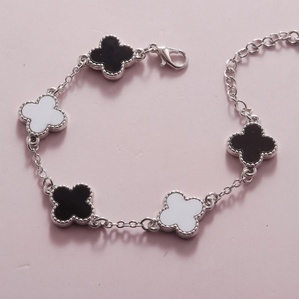 Delicate Gold Four Leaf Clover Bracelet For Women Lucky Four Leaf Clover Bracelet Adjustable Link 5 Styles