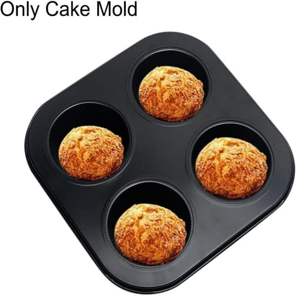 4 Huller Muffin Pande Muffinforme, Bageplader og Fade Non-stick Cupcake Bageplade Mini Muffin Kopper Budding Bageform
