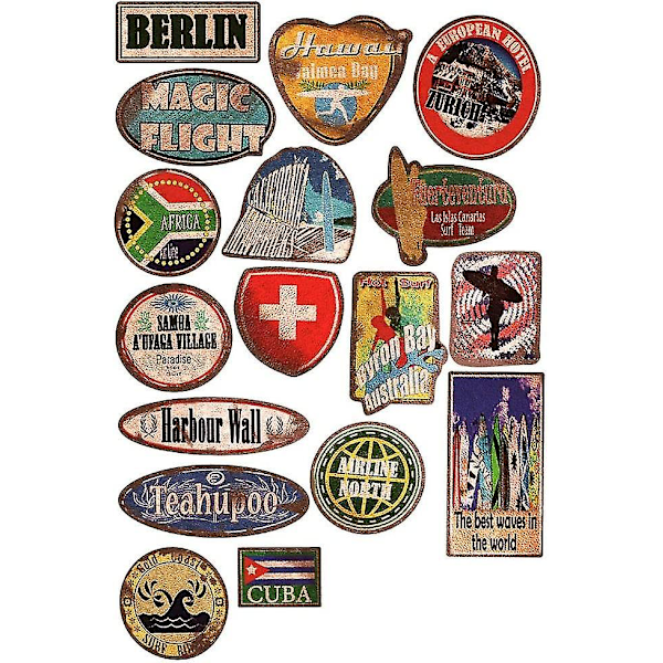 36 kpl Vinyyli Vintage Leima Tarrat Retro Matkatarrat Vedenpitävät Tarrat Matkalaukkujen Rullalaudan kannettavan matkalaukun
